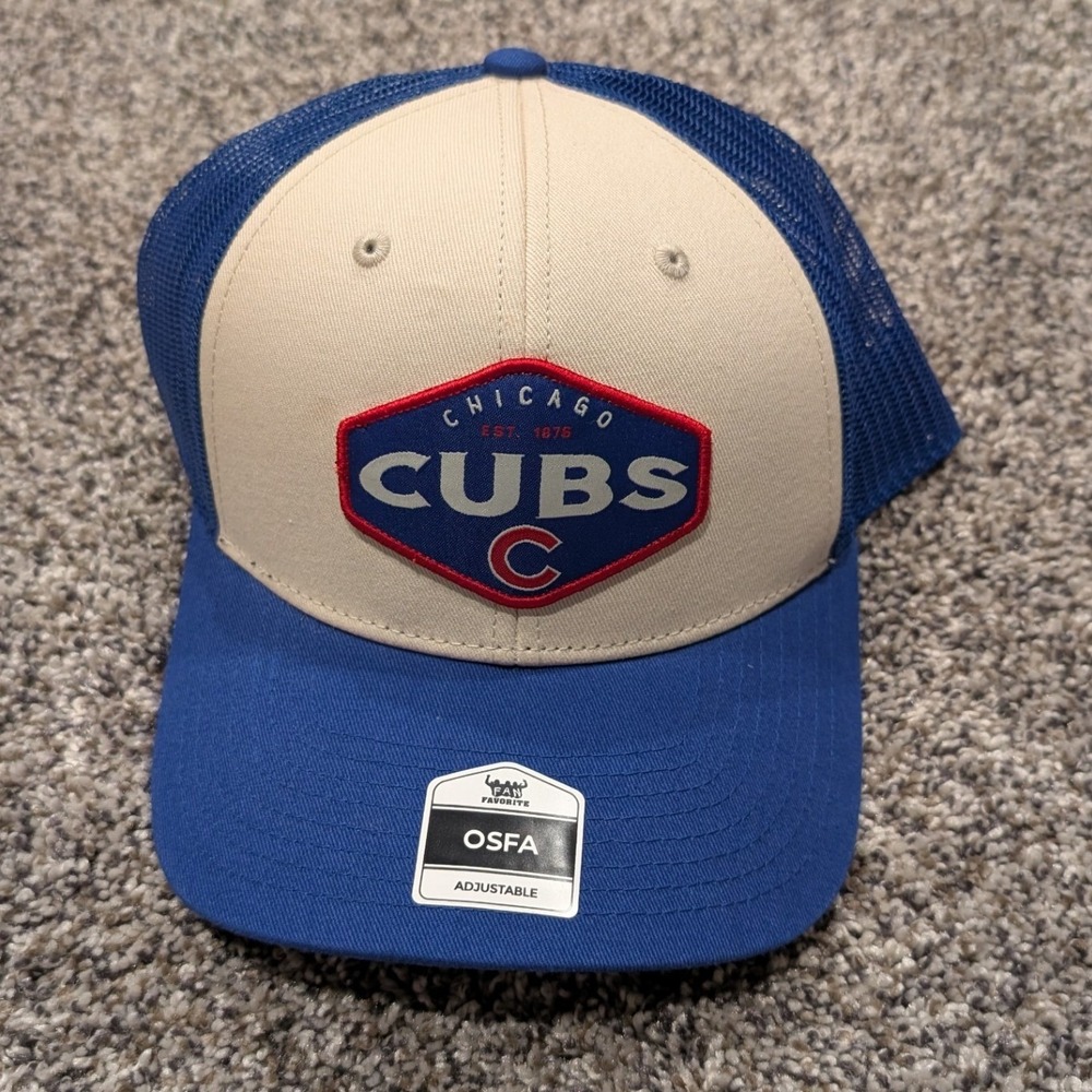Fan Favorite Chicago Cubs Hat Mens OSFA Blue NWT Trucker Snapback MLB Mesh Cap
